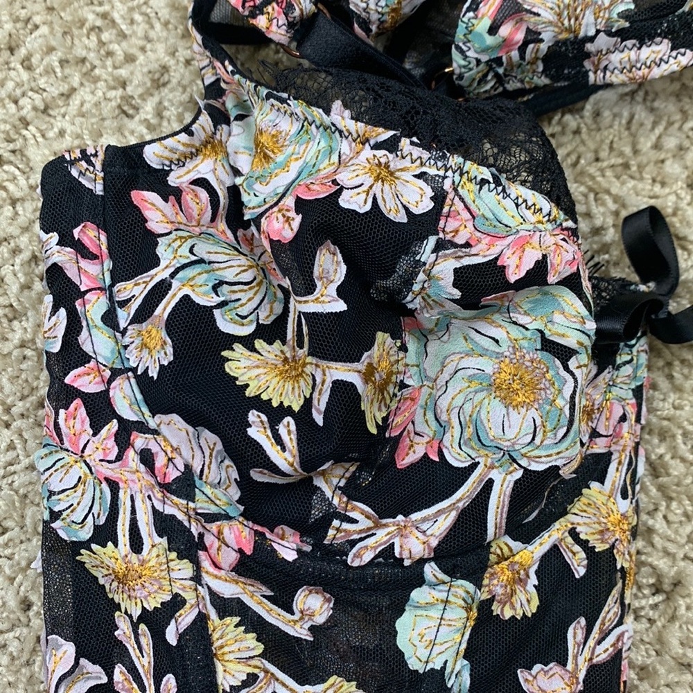 NWT Victoria’s Secret black floral bustier bra top sz 34D - Picture 9 of 10